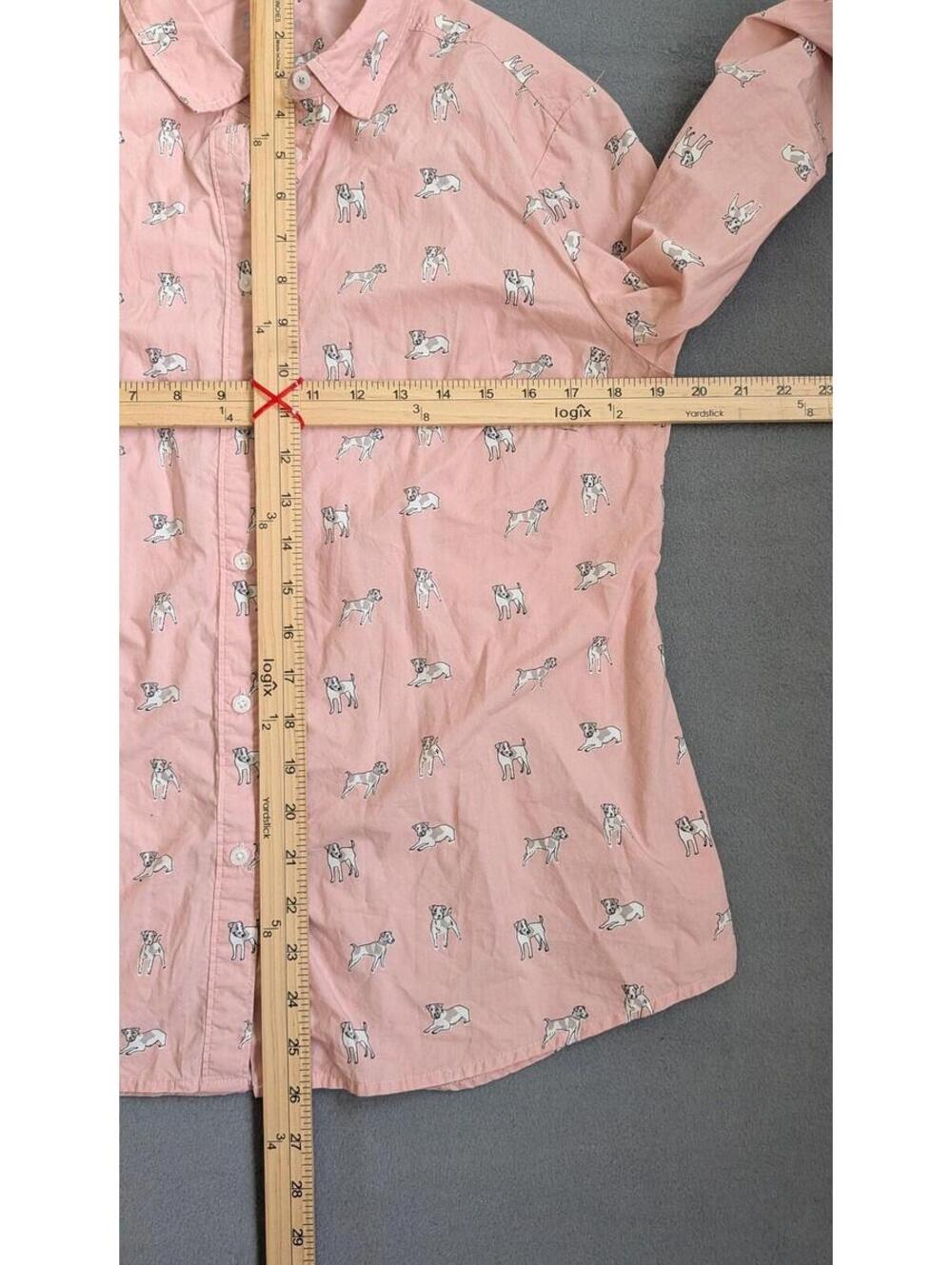 Boden Shirt Womens 10 Pink Dog Print Classic Button Up Long Sleeve Novelty - Picture 8 of 10